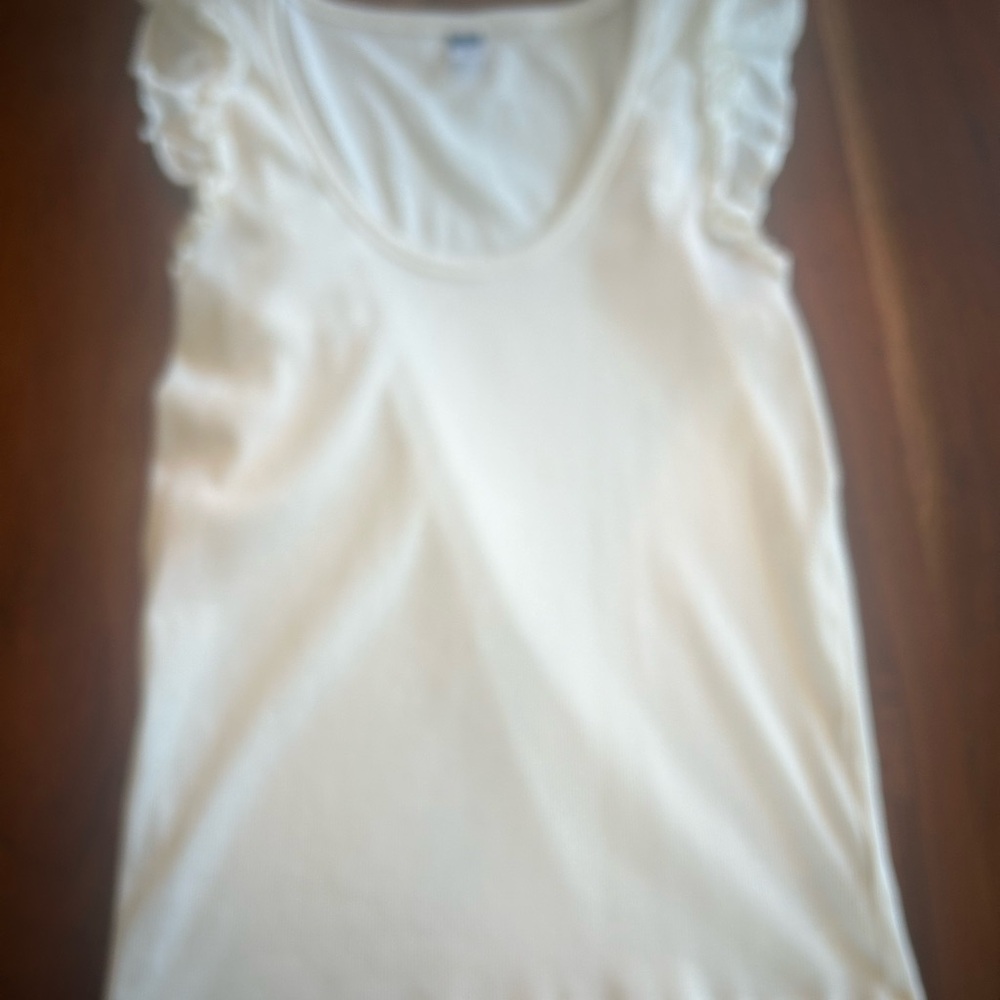 Old Navy Cream Tank Top with Ruffled Sleeves